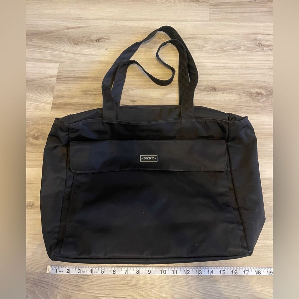 DKNY black nylon shoulder tote like new